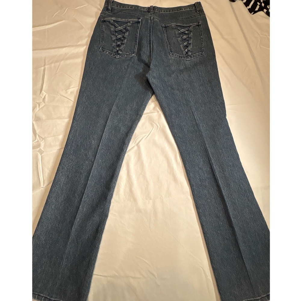 Calvin Klein Jeans Womens 8 Medium Wash Lace Up Back Pocket Straight Leg Denim